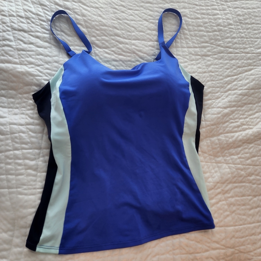 Athleta Royal Blue Tank Top with Mint and Black Panels